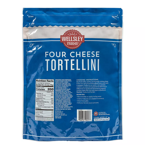 Wellsley Farms Four Cheese Tortellini. 4 lbs.