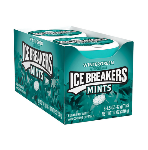 ICE BREAKERS Wintergreen Sugar Free Breath Mints. Movie Treat. Tins (1.5 oz. 8 Count)