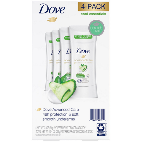 Dove Antiperspirant Deodorant Cool Essentials (2.6 oz. 4 pk.)