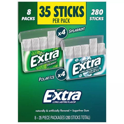 Extra Peppermint and Spearmint Sugar Free Chewing Gum. 35 ct.