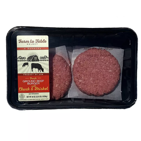 Farm to Table Select Ground Beef Burgers. 6 ct.