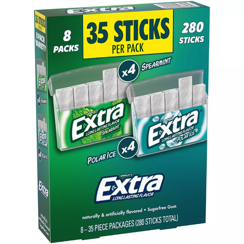 Extra Peppermint and Spearmint Sugar Free Chewing Gum. 35 ct.