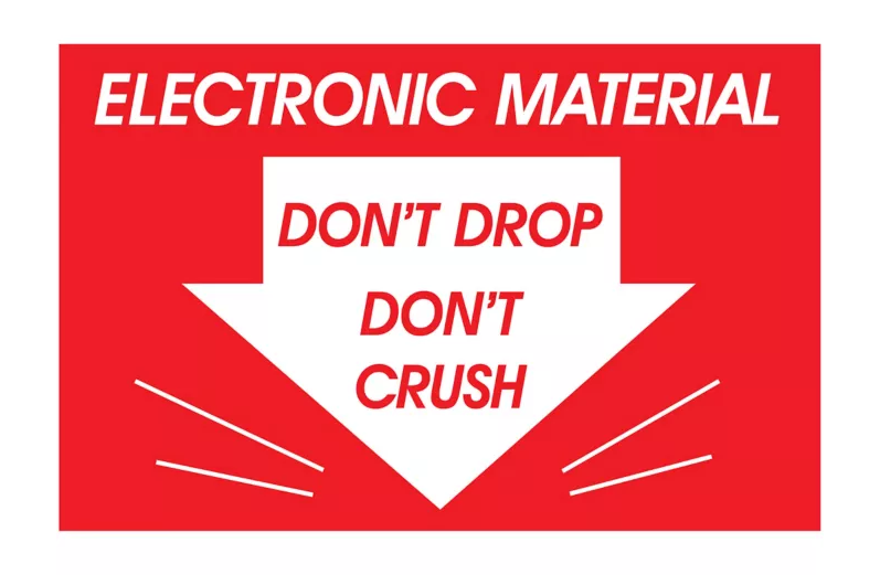 "Electronic Material/Don't Drop/Don't Crush" Label - 3 x 5"