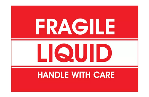 "Fragile Liquid/Handle with Care" Label - 3 x 5"
